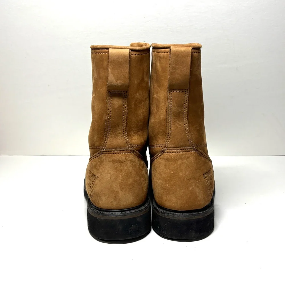 Rhino Work Boots Mens Size 8.5 Tan Nubuck Leather Kiltie Lace Up Gorpcore Hiking